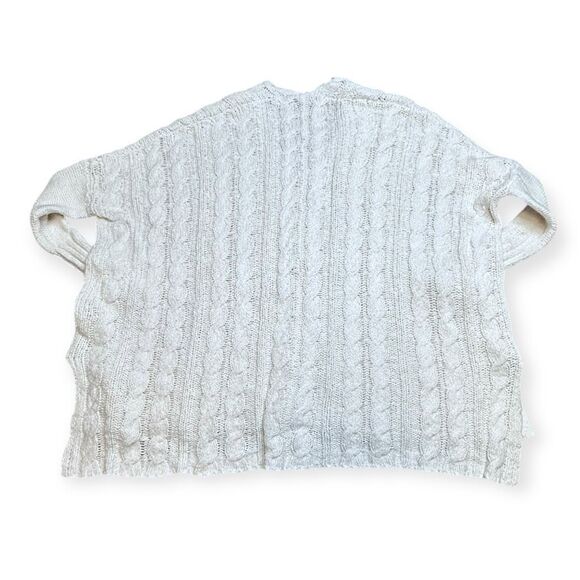 FREE PEOPLE Women’s Cream Long Sleeve Easy Cable Knit V-Neck Sweater Size Small - Picture 3 of 6